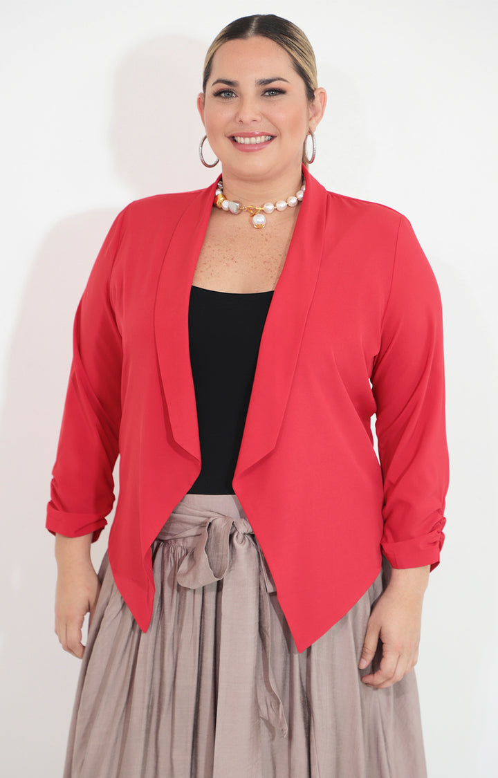 Saco rojo con corrugado en mangas - SACO Boutiquemirel 