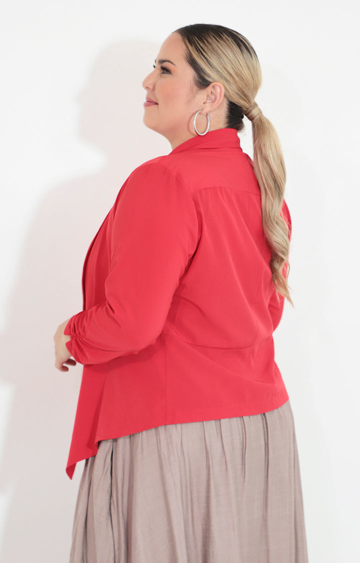 Saco rojo con corrugado en mangas - SACO Boutiquemirel 