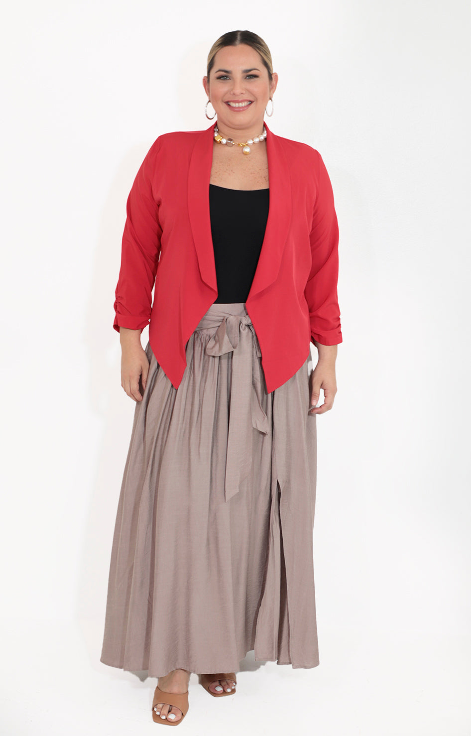 Saco rojo con corrugado en mangas - SACO Boutiquemirel 