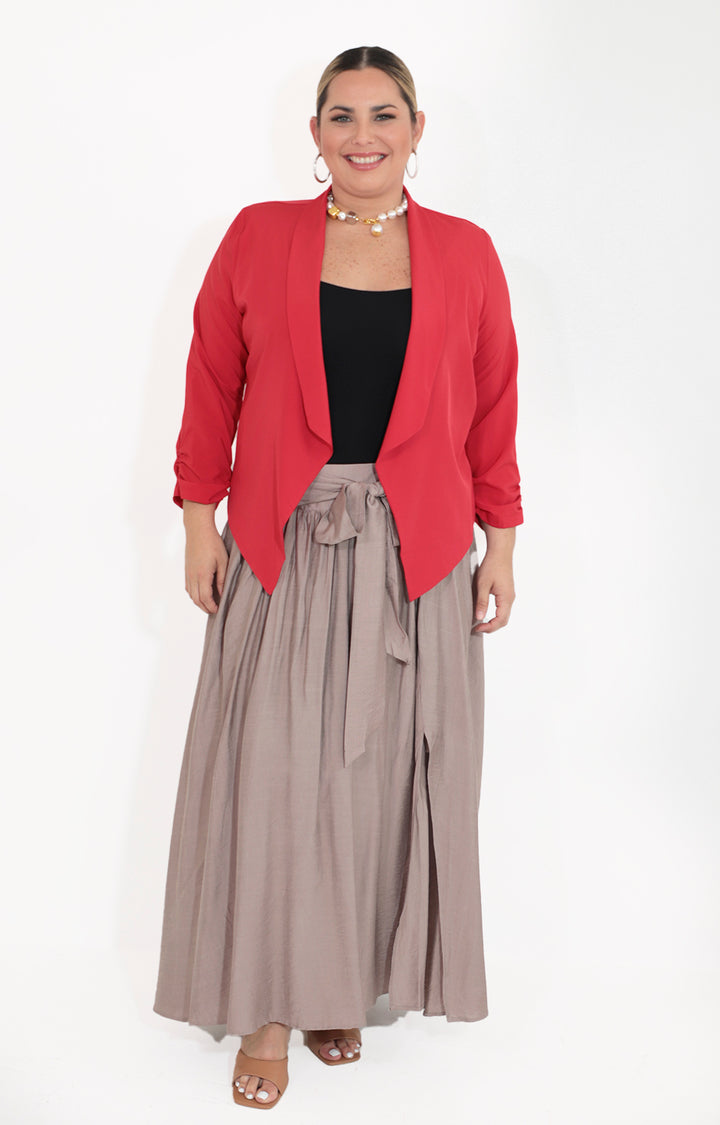 Saco rojo con corrugado en mangas - SACO Boutiquemirel 