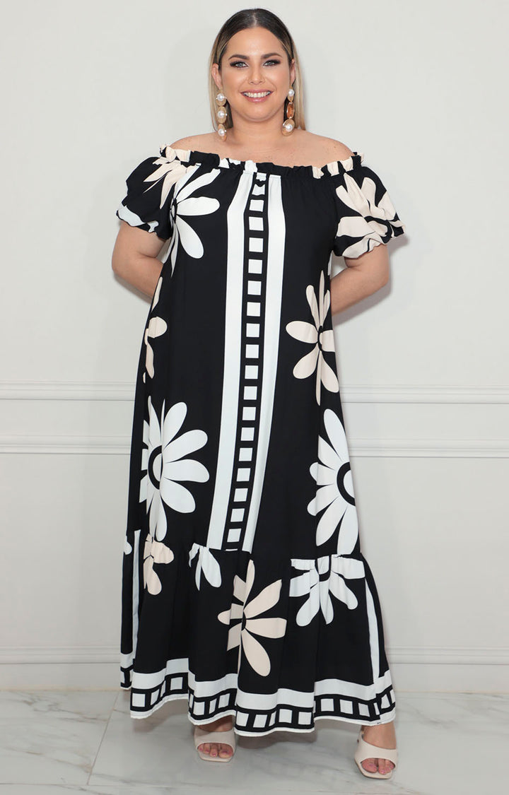 Vestido negro estampado - VESTIDO XL Boutiquemirel 