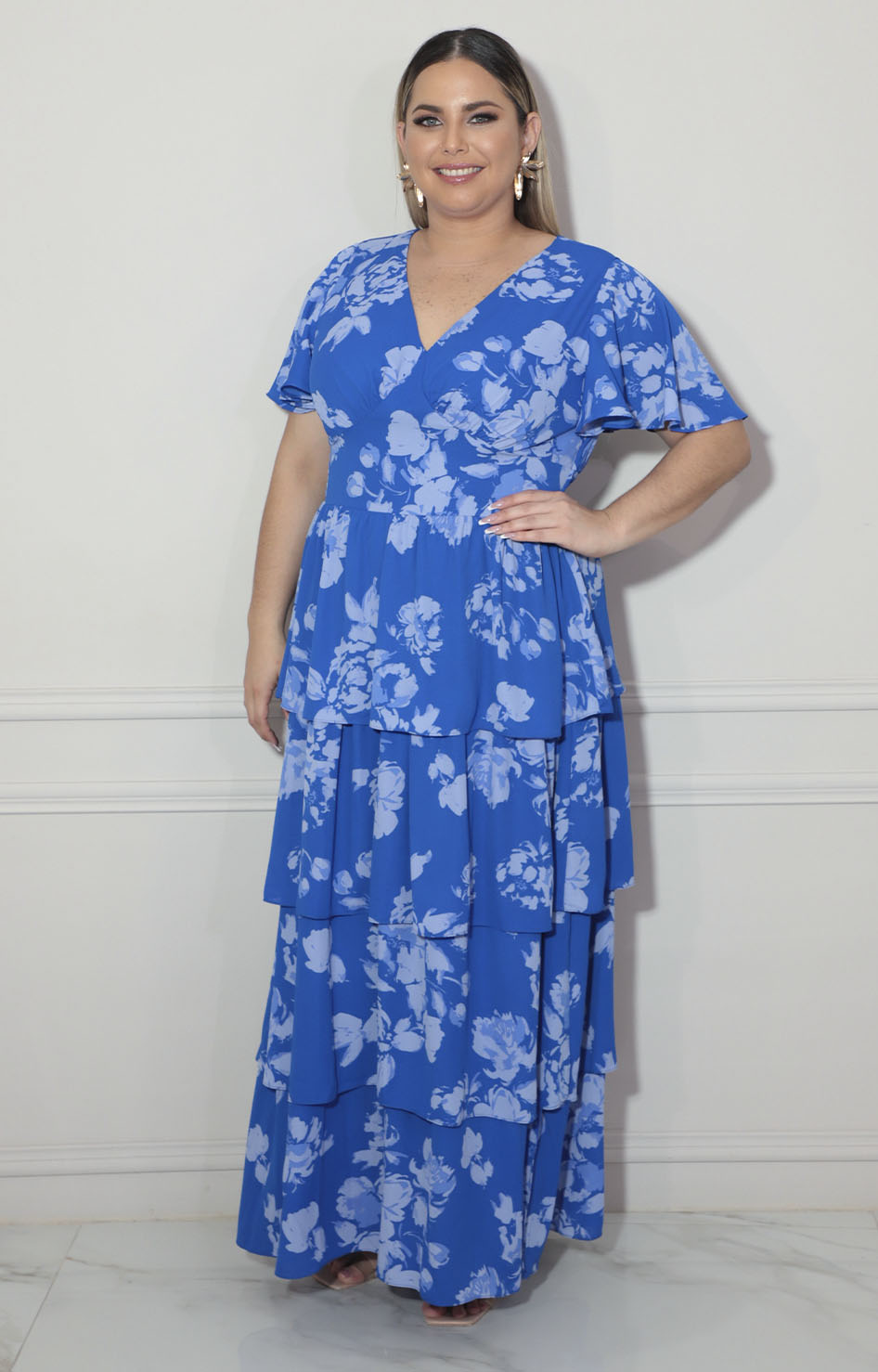 Vestido azul con flores - VESTIDO XL Boutiquemirel 