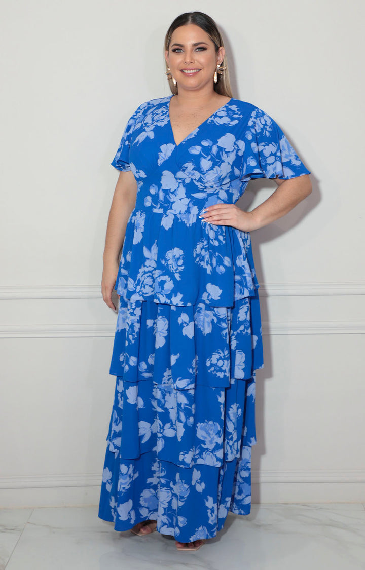 Vestido azul con flores - VESTIDO XL Boutiquemirel 