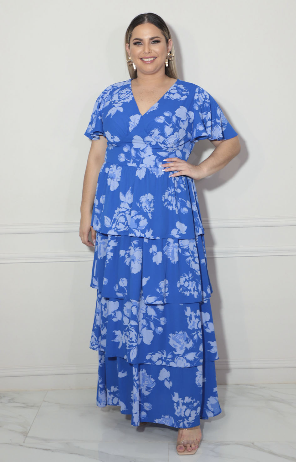 Vestido azul con flores - VESTIDO XL Boutiquemirel 