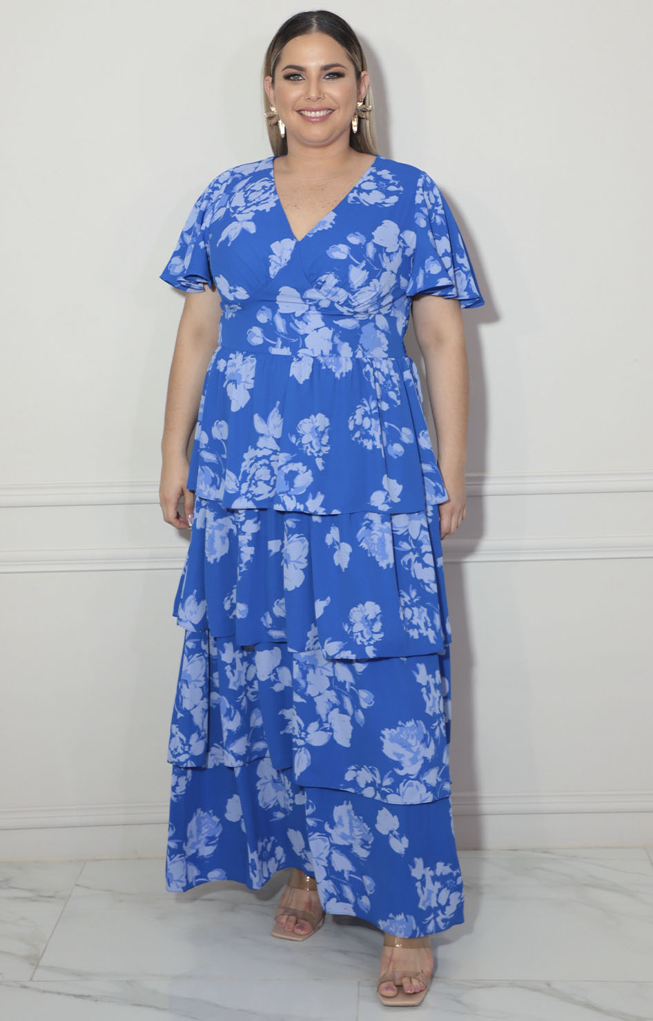 Vestido azul con flores - VESTIDO XL Boutiquemirel 