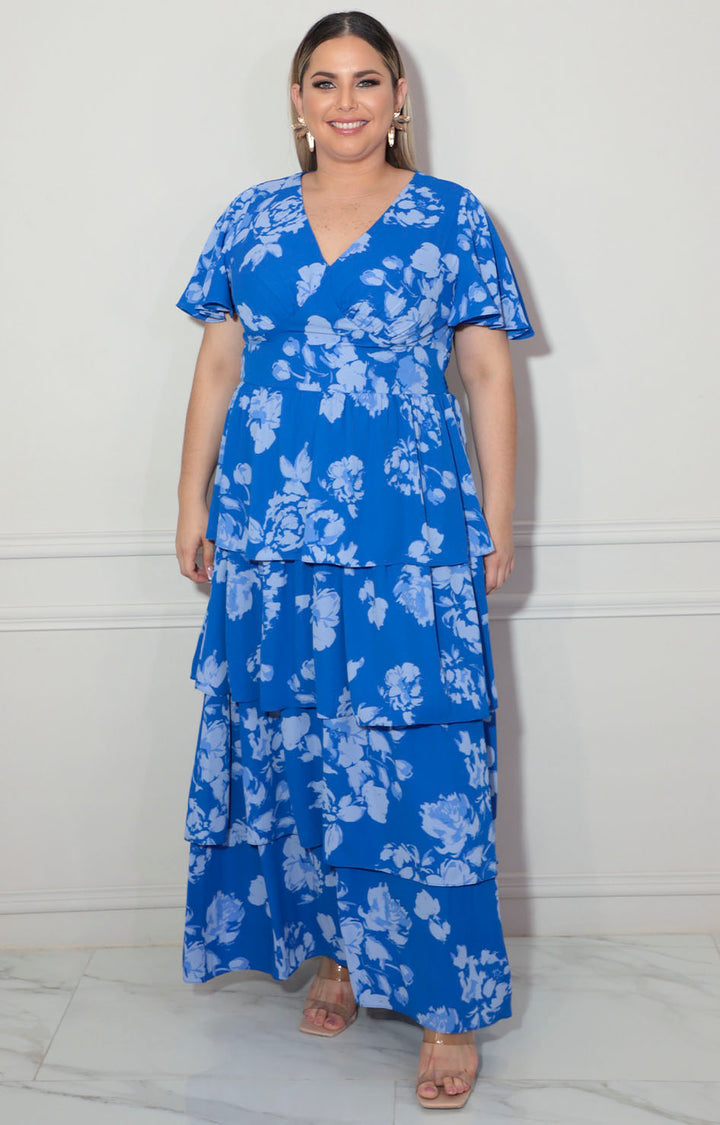 Vestido azul con flores - VESTIDO XL Boutiquemirel 