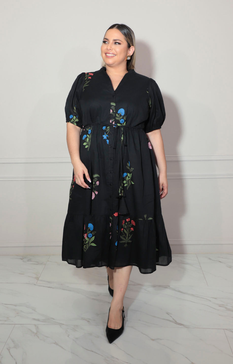 Vestido negro con flores - VESTIDO XL Boutiquemirel 