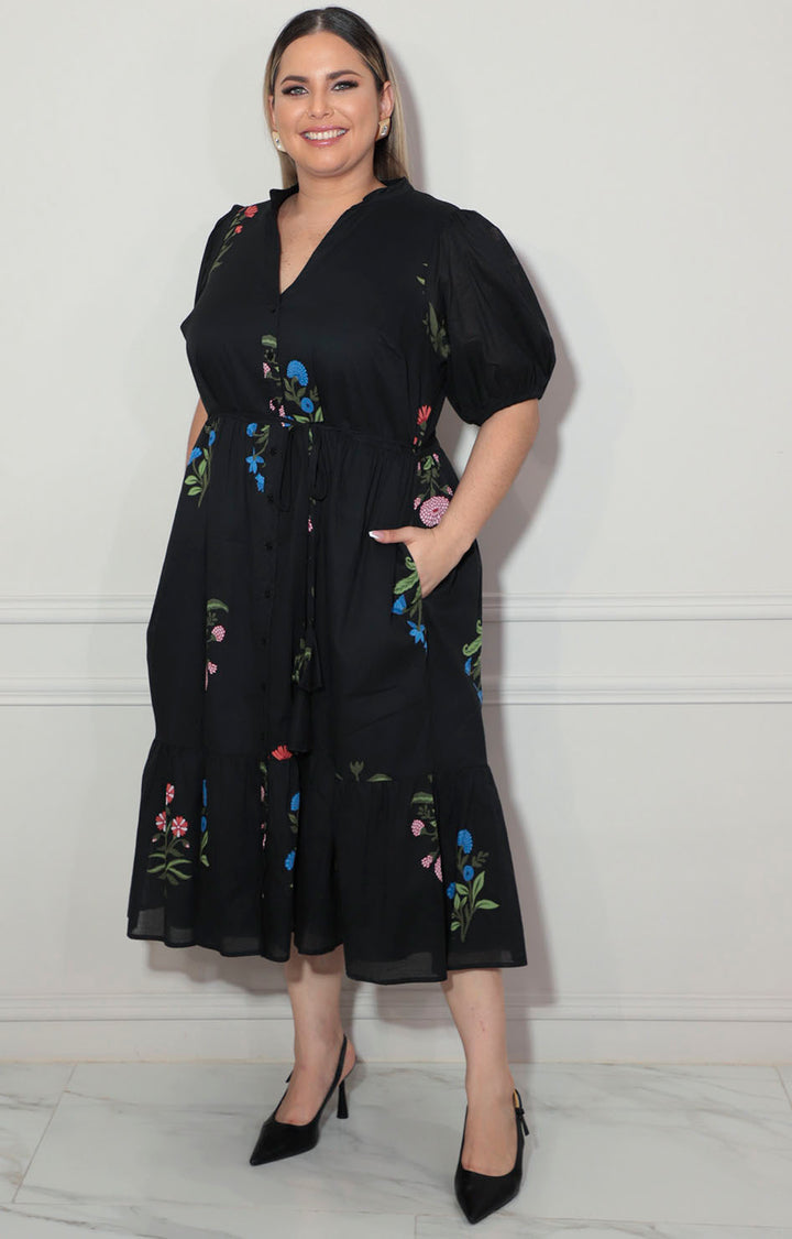 Vestido negro con flores - VESTIDO XL Boutiquemirel 