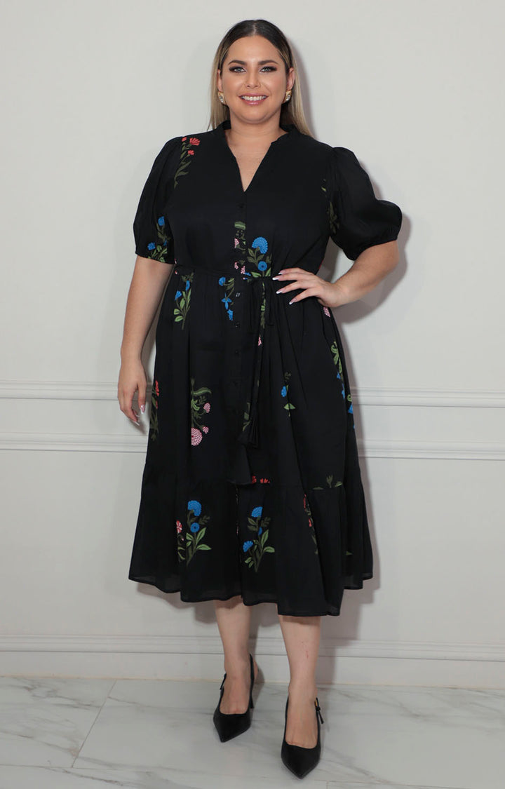 Vestido negro con flores - VESTIDO XL Boutiquemirel 