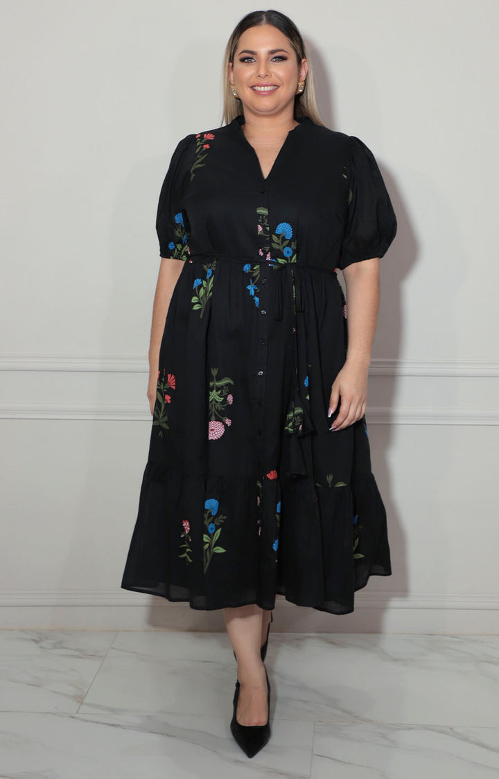 Vestido negro con flores - VESTIDO XL Boutiquemirel 