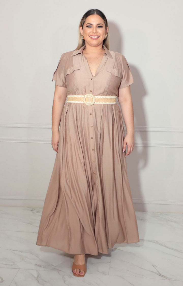 Vestido camisero café - VESTIDO XL Boutiquemirel 