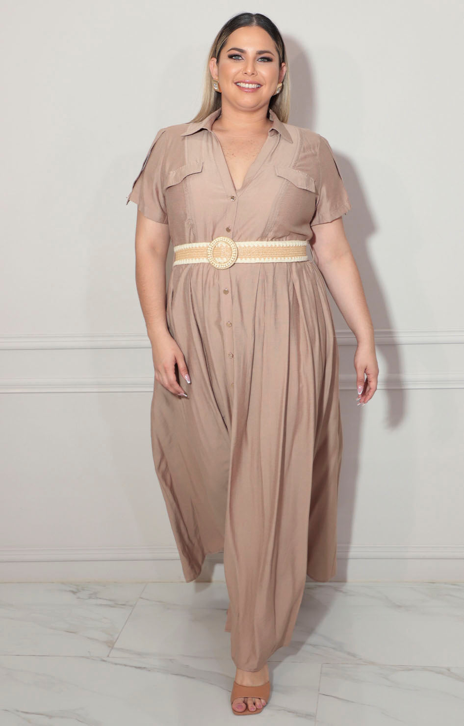 Vestido camisero café - VESTIDO XL Boutiquemirel 