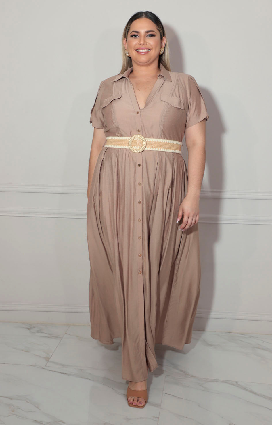 Vestido camisero café - VESTIDO XL Boutiquemirel 