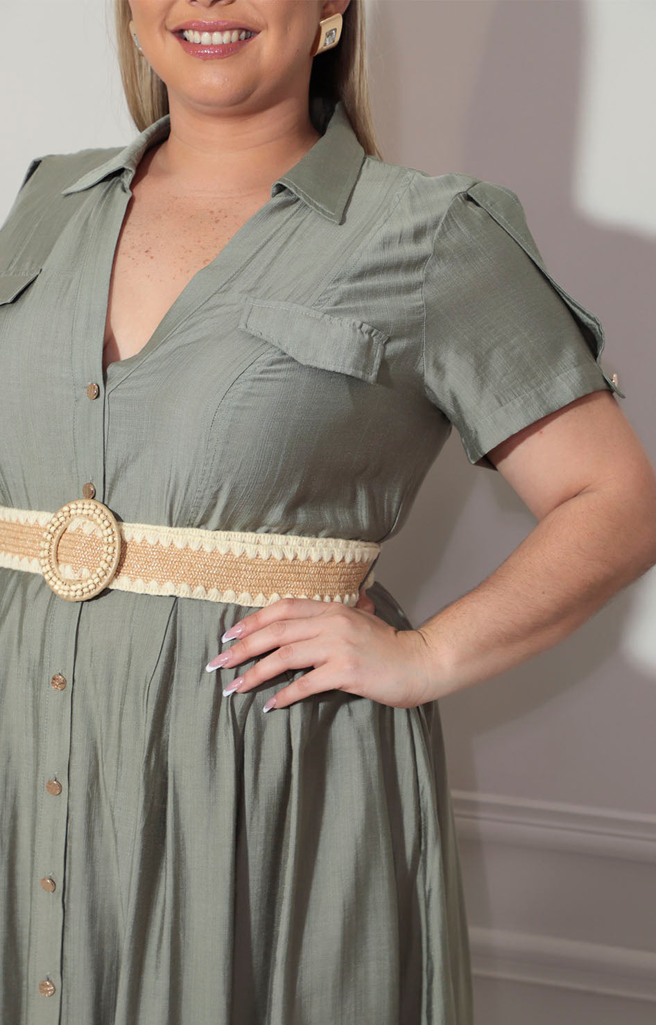 Vestido verde con cinturón - VESTIDO XL Boutiquemirel 