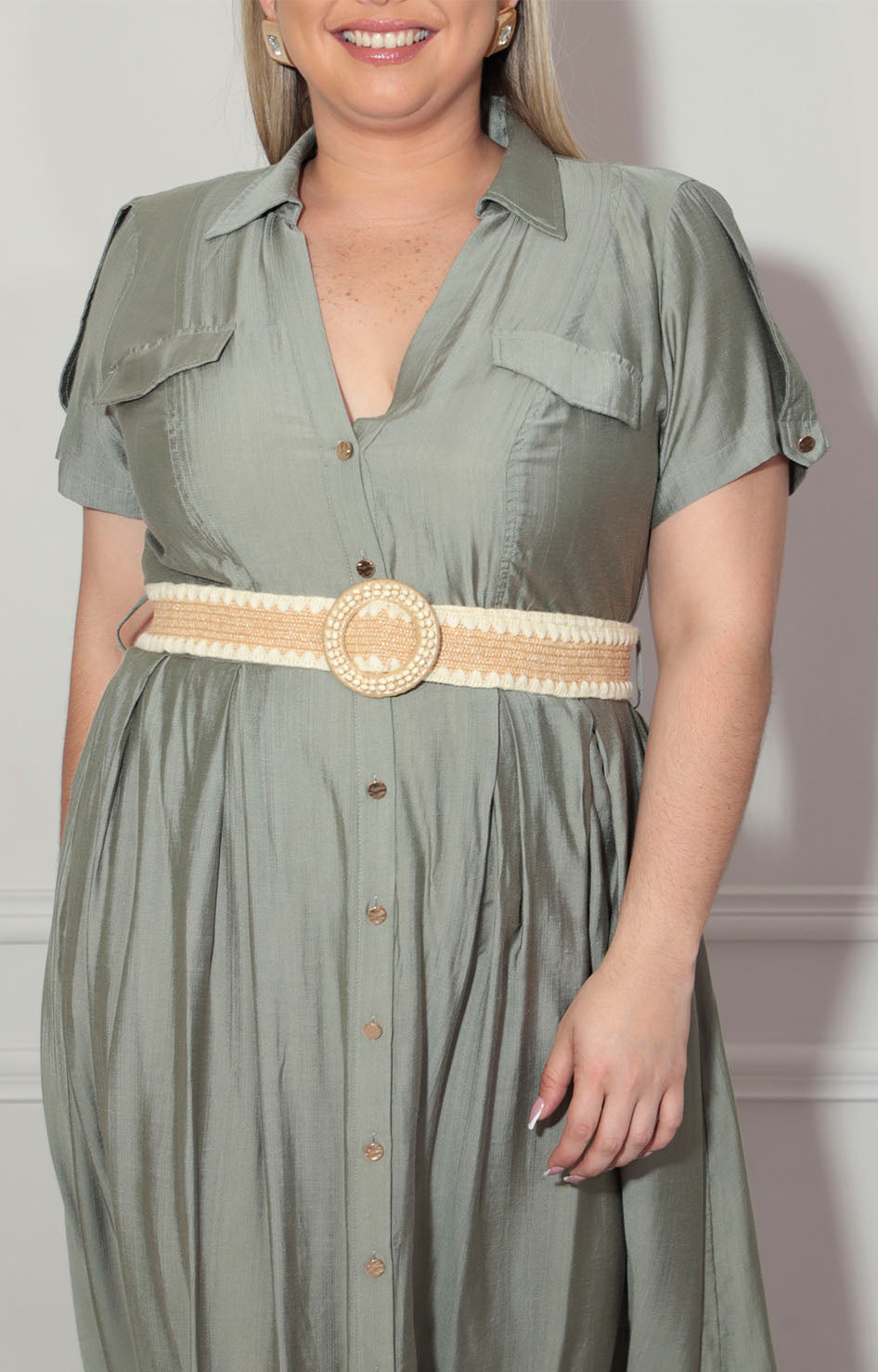 Vestido verde con cinturón - VESTIDO XL Boutiquemirel 