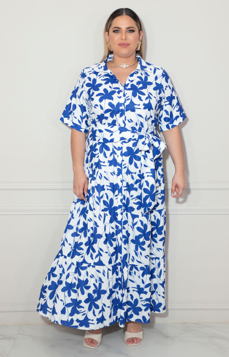 Vestido blanco con flores azules - VESTIDO Boutiquemirel 