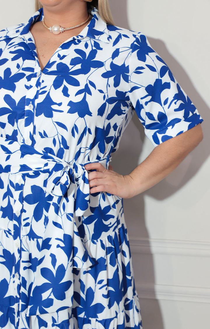 Vestido blanco con flores azules - VESTIDO Boutiquemirel 