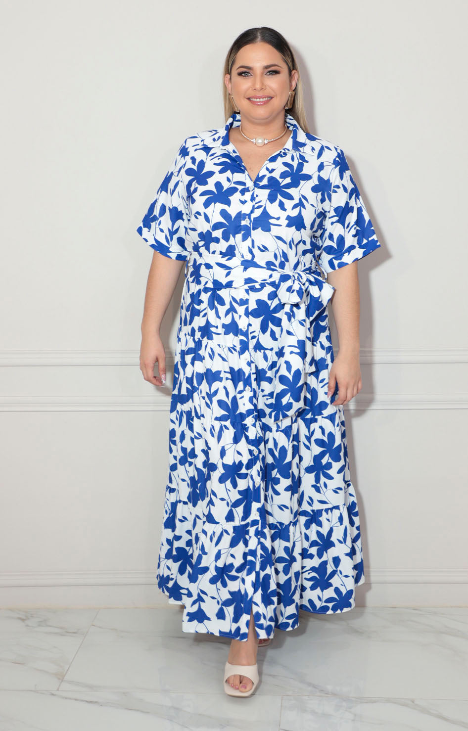 Vestido blanco con flores azules - VESTIDO Boutiquemirel 