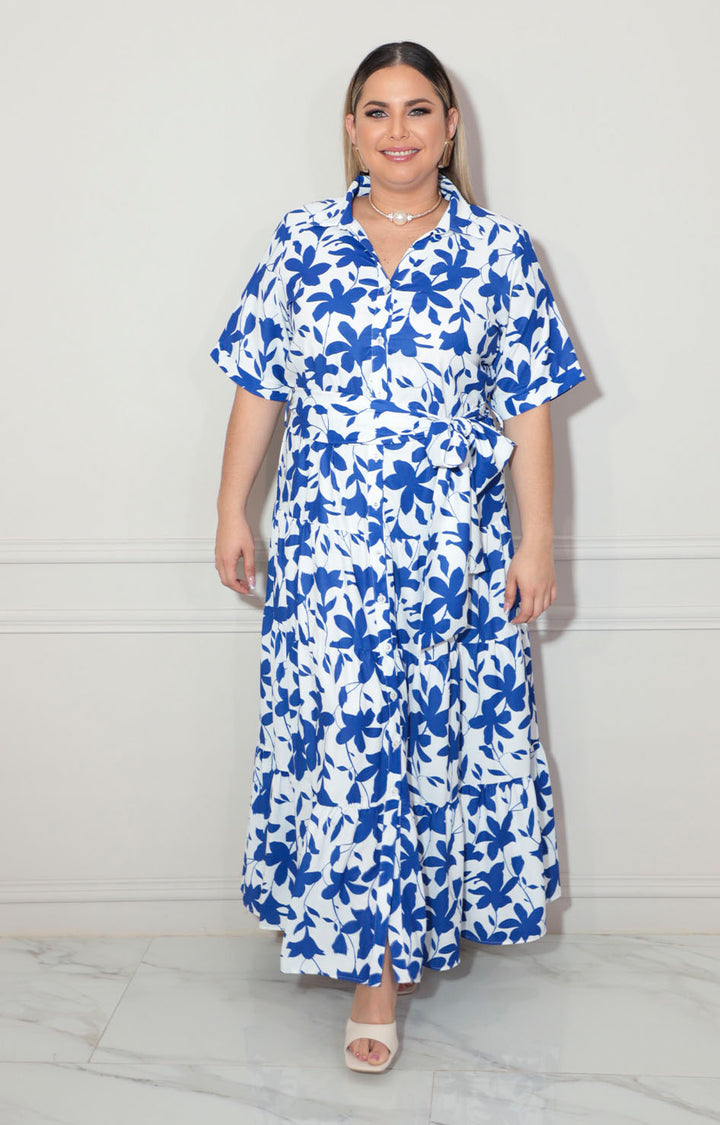 Vestido blanco con flores azules - VESTIDO Boutiquemirel 