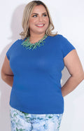 Blusa azul cuello redondo - BLUSA Boutiquemirel 