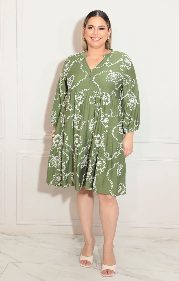 Vestido verde bordado - VESTIDO XL Boutiquemirel 