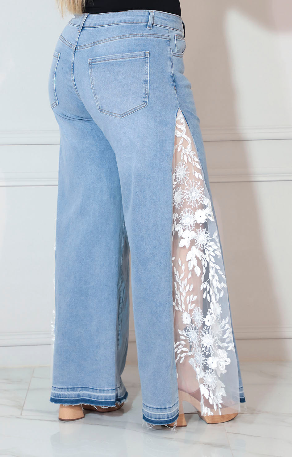 Pantalon de mezclilla con estampado en transparencia lateral - PANTALON XL Boutiquemirel 