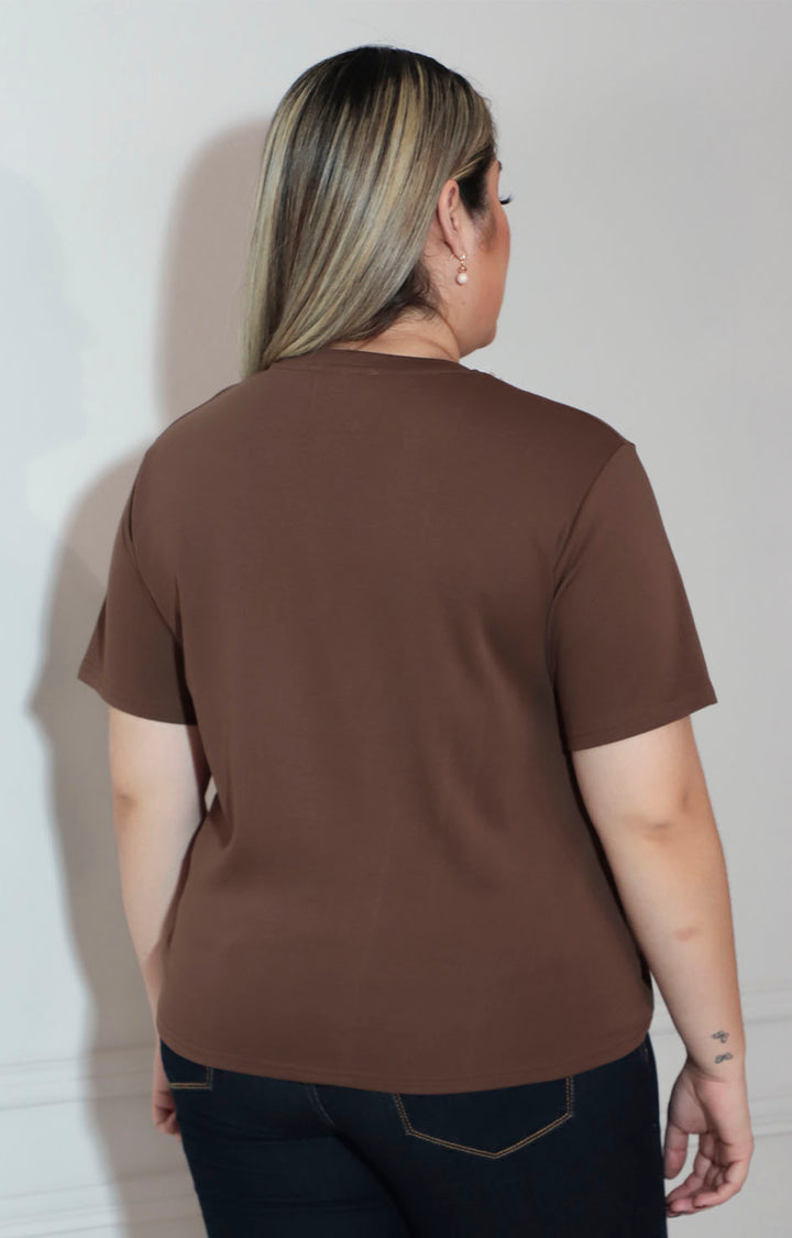 Blusa café con bordado y aplicaciones superior - BLUSA XL Boutiquemirel 