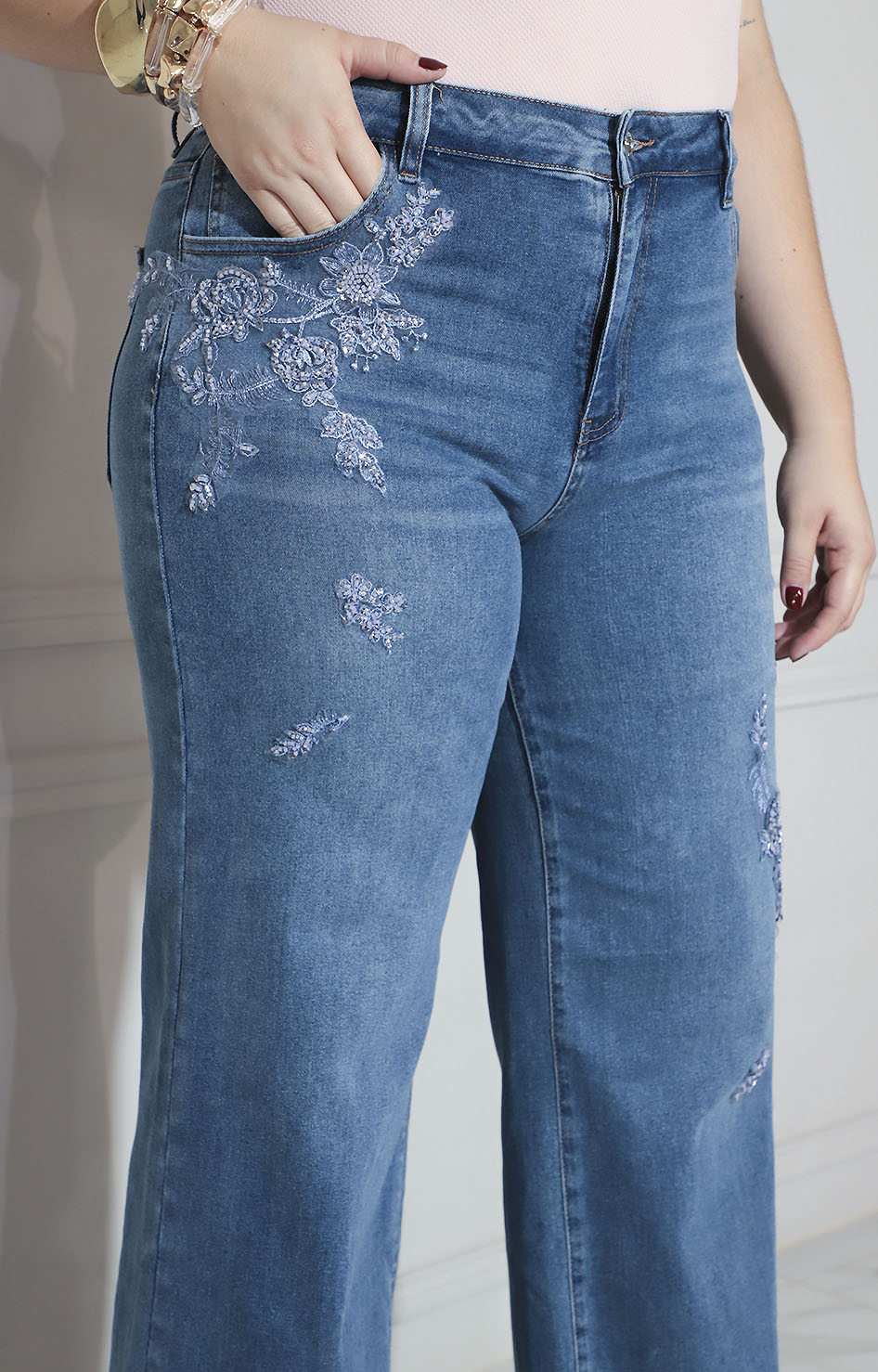 Pantalón de mezclilla con aplicaciones - PANTALON XL Boutiquemirel 
