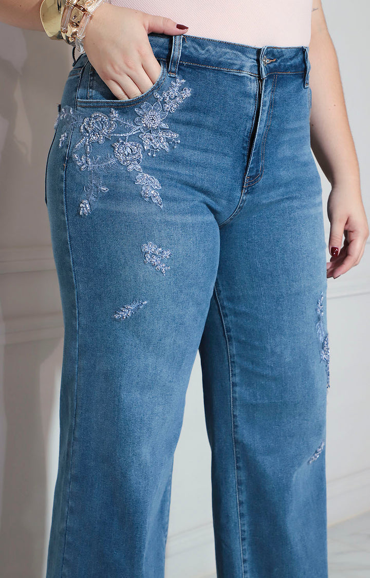 Pantalón de mezclilla con aplicaciones - PANTALON XL Boutiquemirel 