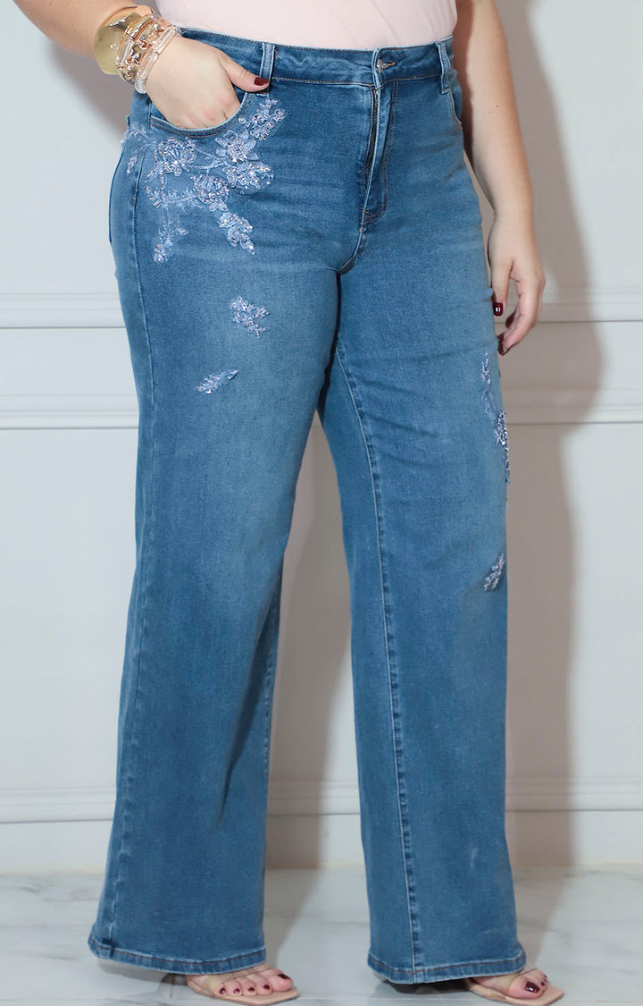 Pantalón de mezclilla con aplicaciones - PANTALON XL Boutiquemirel 