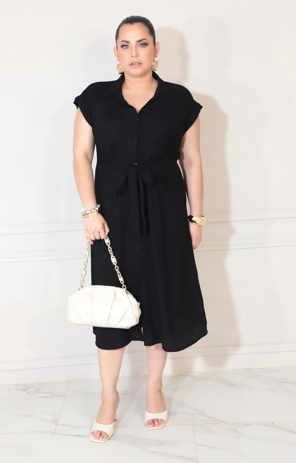 Vestido negro con botones y lazo ajustable - VESTIDO XL Boutiquemirel 