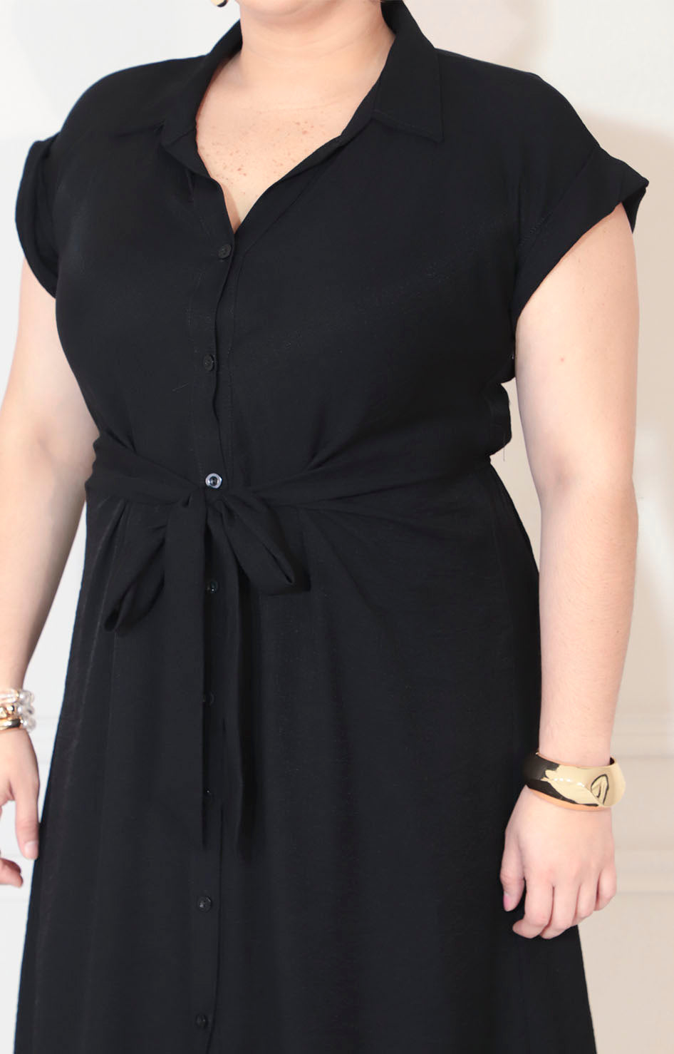 Vestido negro con botones y lazo ajustable - VESTIDO XL Boutiquemirel 