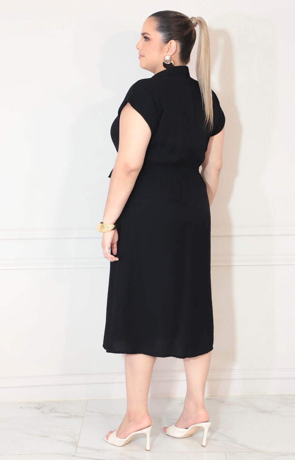 Vestido negro con botones y lazo ajustable - VESTIDO XL Boutiquemirel 