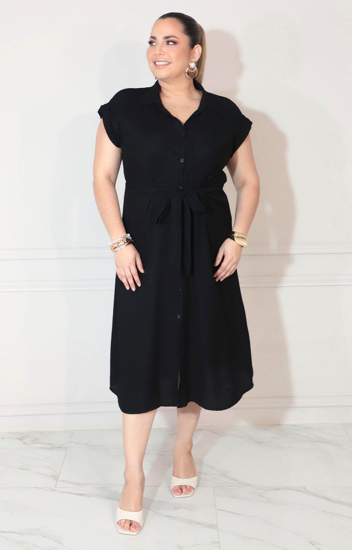Vestido negro con botones y lazo ajustable - VESTIDO XL Boutiquemirel 