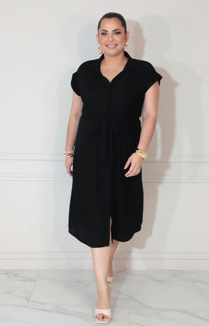 Vestido negro con botones y lazo ajustable - VESTIDO XL Boutiquemirel 
