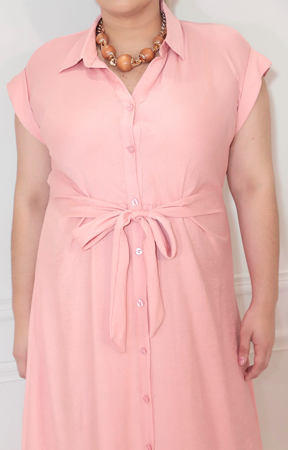 Vestido rosa con botones y lazo frontal - VESTIDO XL Boutiquemirel 