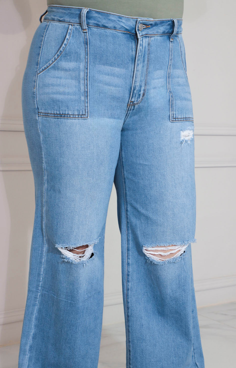 Pantalón de mezclilla recto desgarrado - PANTALON XL Boutiquemirel 