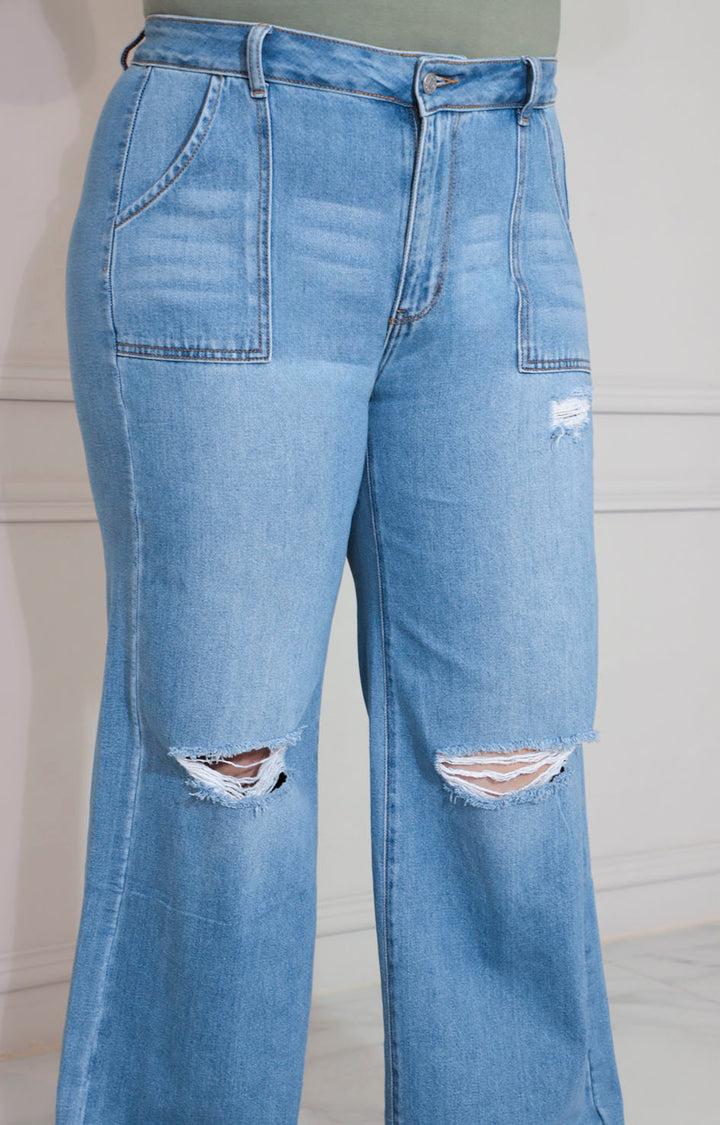 Pantalón de mezclilla recto desgarrado - PANTALON XL Boutiquemirel 