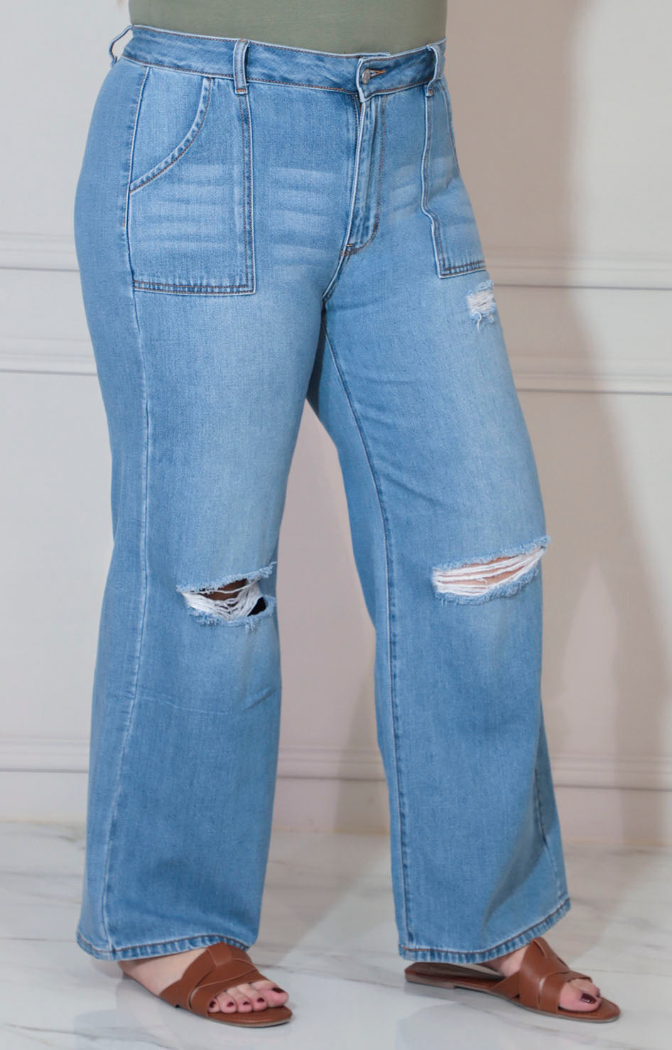 Pantalón de mezclilla recto desgarrado - PANTALON XL Boutiquemirel 