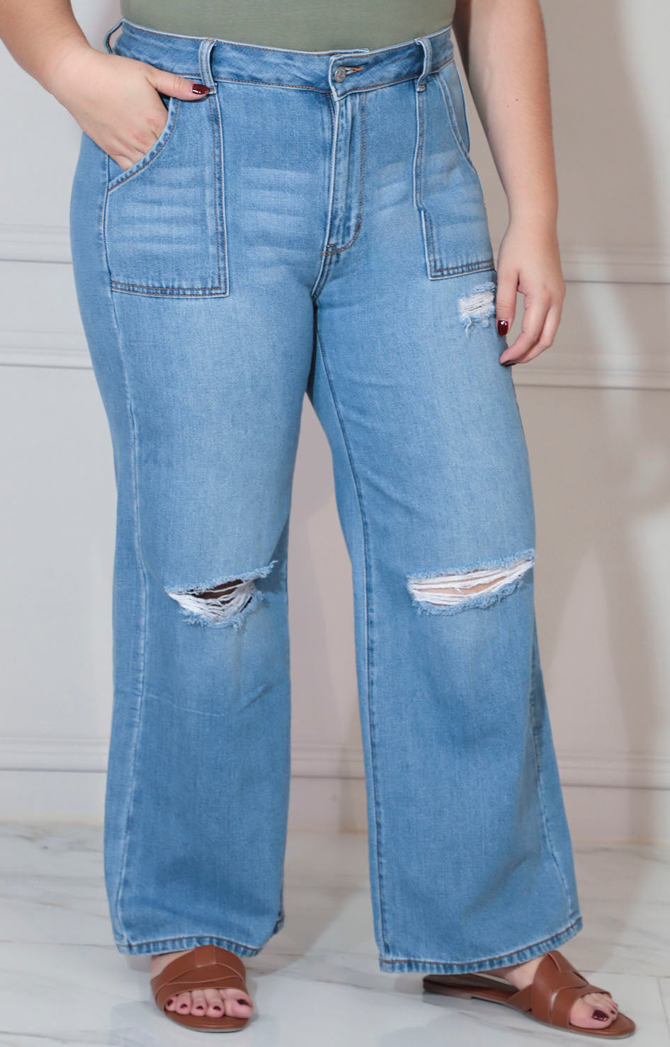 Pantalón de mezclilla recto desgarrado - PANTALON XL Boutiquemirel 