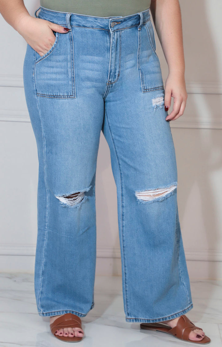 Pantalón de mezclilla recto desgarrado - PANTALON XL Boutiquemirel 