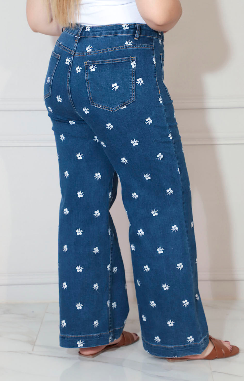 Pantalon de mezclilla estampado con bordado - PANTALON XL Boutiquemirel 