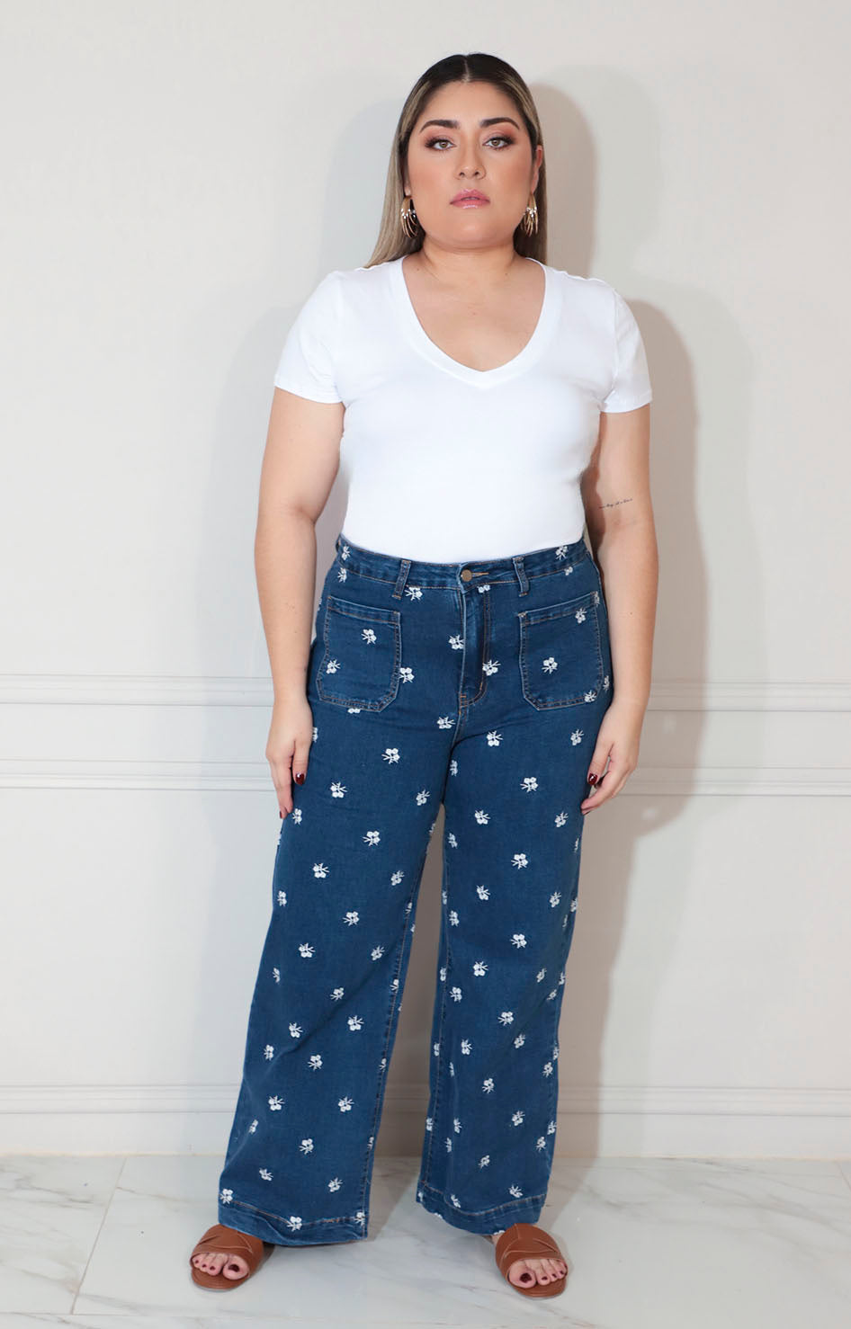 Pantalon de mezclilla estampado con bordado - PANTALON XL Boutiquemirel 
