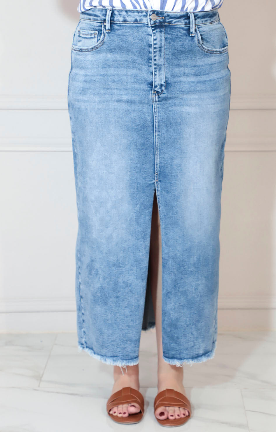 Falda de mezclilla larga con abertura frontal - FALDA XL Boutiquemirel 