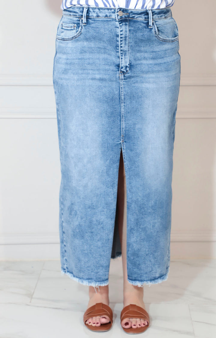 Falda de mezclilla larga con abertura frontal - FALDA XL Boutiquemirel 