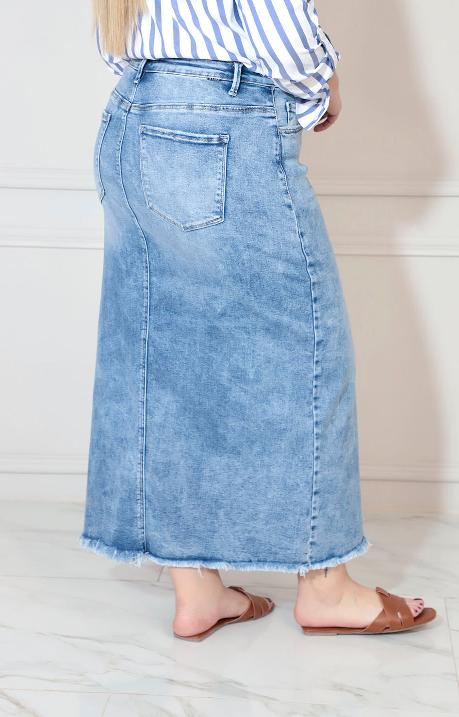Falda de mezclilla larga con abertura frontal - FALDA XL Boutiquemirel 