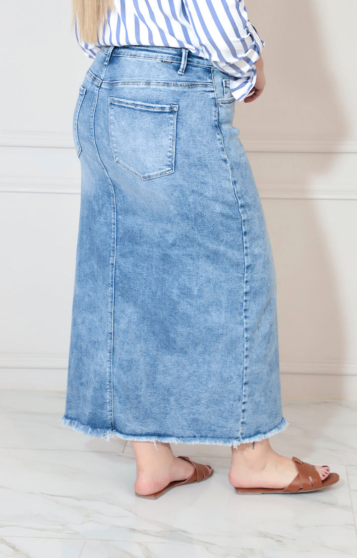 Falda de mezclilla larga con abertura frontal - FALDA XL Boutiquemirel 