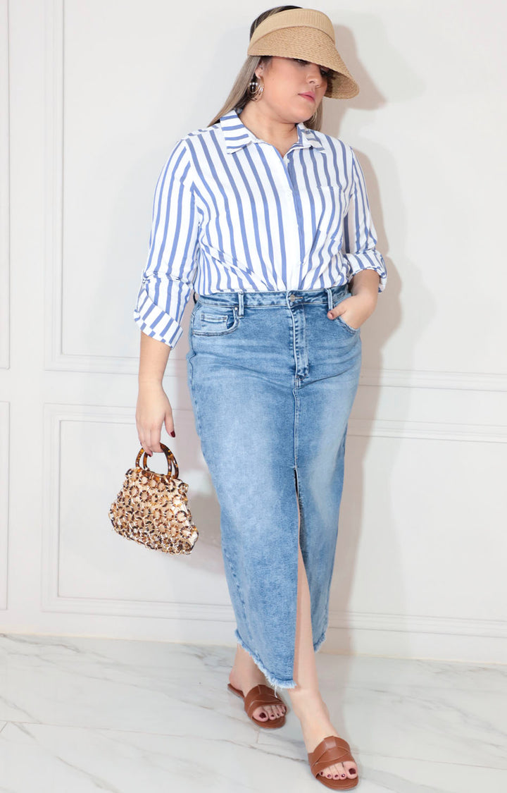 Falda de mezclilla larga con abertura frontal - FALDA XL Boutiquemirel 