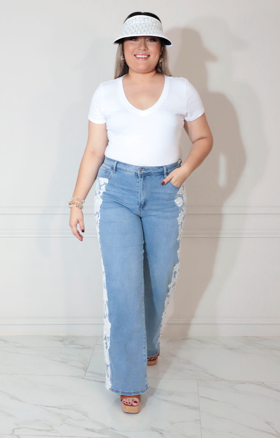 Pantalon de mezclilla estampado con flores - PANTALON XL Boutiquemirel 