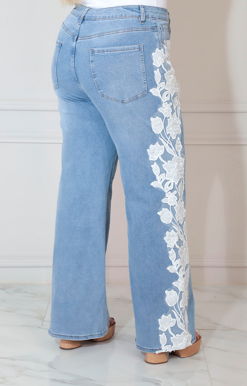 Pantalon de mezclilla estampado con flores - PANTALON XL Boutiquemirel 